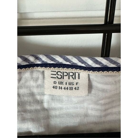 Esprit Striped Cotton Sleeveless Top Womens 10 Blue White Coastal Cottage Preppy - Picture 3 of 12